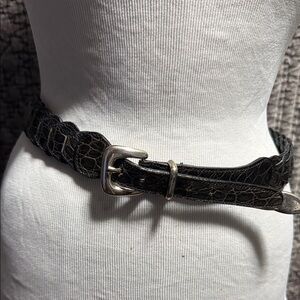 Black Textured Women's Leather Belt.From 32”to 35” belt